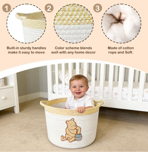 Kihraw Winnie Woven Cotton Rope Bins, for Kids Room Decor, Toy Organizer - Image 2