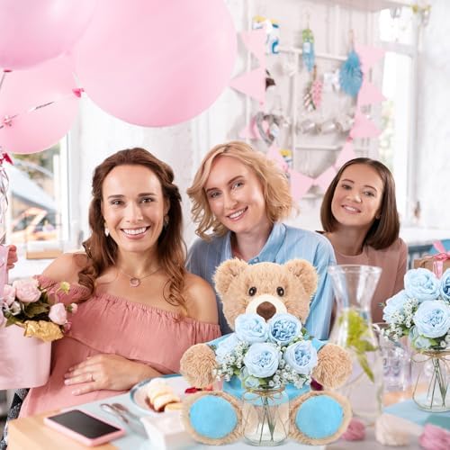 6 Set Teddy Bear Baby Shower Centerpieces with Mason Jar, Blue - Image 5