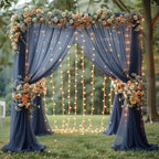 10×10ft Navy Blue Tulle Backdrop Curtain with Lights String for Parties, Sheer Photo Backdrop Curtains for Wedding Party Photography Background - Image 6
