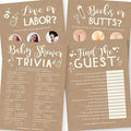Hadley Designs - 25 Rustic Trivia Game, 25 Find The Guest Game, 25 Love Or Labor Game, 25 Boobs Or Baby Butts - 4 Double Sided Cards Baby Shower Ideas, Gender Reveal Games Baby Shower Games by HadleyDesigns