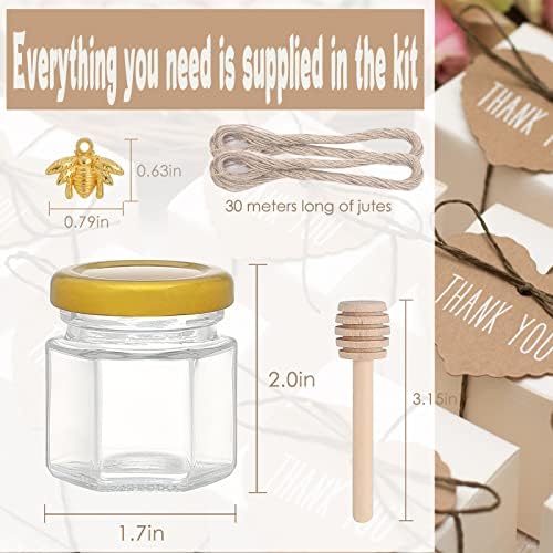CRTWDMAN 60 Pack Mini Honey Jars with Lids and Dippers - Image 2