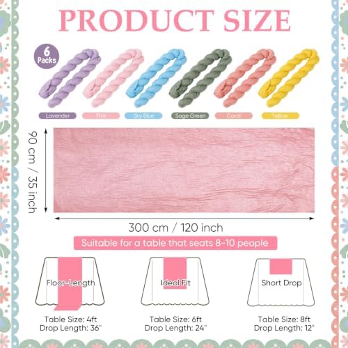6 Pcs Pastel Cheesecloth Table Runner - Image 2