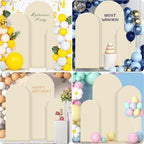 Gawicpy Wedding Arch Backdrop Stand Set Metal Arch Backdrop Stand with Wedding Arch Cover, Wedding Balloon Arch Backdrop Stand for Birthday, Baby Shower, Anniversary (Beige, 4FT+5FT+6FT) - Image 4