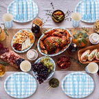 Pajean 350 Pcs Gingham Paper Plates and Napkins, Blue White - Image 6