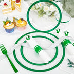 I00000 210Pcs Green Plastic Plates Set, Disposable Dinnerware Set for Party - Image 4