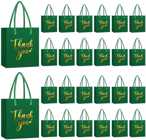 Honoson 60 Pcs Mini Thank You Gift Bag with Handle Bulk,Dark Green by Honoson