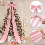 Wavwavw Christmas Giant Velvet Bow Decor Pink Big Bow, 75 x 18 Inches - Image 3
