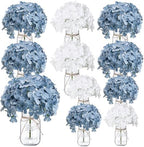 Mason Jars Centerpieces for Tables Bulk, 10 Set - Dusty Blue & White by Scawim