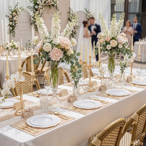 WDF 60pcs White and Gold Plastic Plates - Baroque White With Gold of 30 Heavy Duty Gold dinner plates 10.25inch, 30 Salad Plates 7.5inch Perfect for Wedding/Baby Shower/Spring - Image 4