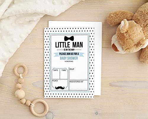 Pack of 30, Boy Baby Shower Party Collection, Baby Shower Invitation Cards, Fill in the Blank Invites WIth Envelopes, Little Man Theme Party Supplies - Image 5