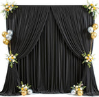 20x10ft Black Backdrop Curtains for Parties Wrinkle Free Fabric Backdrop Curtain Party Photo Backdrop Drapes for Birthday Wedding Baby Shower Graduation Photography Back Drop 4 Panels 5x10FT by Suppromo