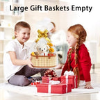 Mapaim 4 Pack Baskets for Gifts Empty,Large Gift Basket Kit with Cellophane Wrap & Bows, Woven Bamboo Gift Baskets with Handles, Ready to Gift Set for Birthday, Holiday, Baby Shower, Easter（Oval） - Image 7