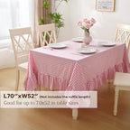Pink White Gingham Ruffled Table Cloth Rectangular 70"x52" - Image 2