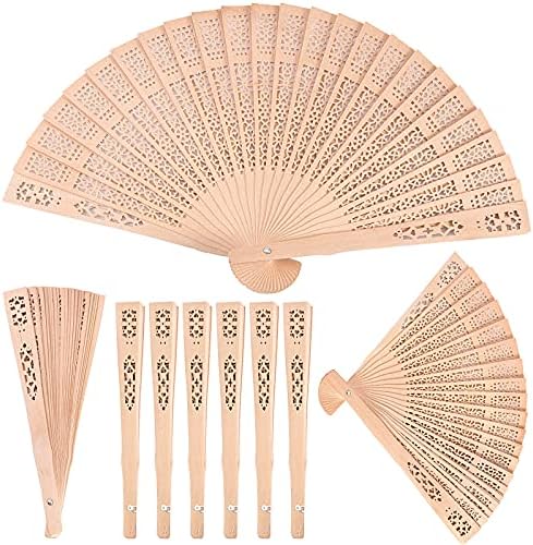 HOIGON 50 Pack 8 Inch Sandalwood Fan, Wooden Folding Fan for Wedding, Dancing by HOIGON