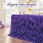 Leegleri Purple Tulle Curly Willow Table Skirt for Little Mermaid Party Baby Shower,Tutu Ruffle Rectangle Table Skirts (L 9(ft)*H 30in Table Skirt) - Image 2
