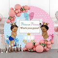 AOFOTO 7x7ft Royal Prince or Princess Gender Reveal Round Backdrop Cover Blue Pink Boy or Girl Circle Photography Background He or She Baby Shower Reveal Party Decoration Photobooth Banner Props by AOFOTO