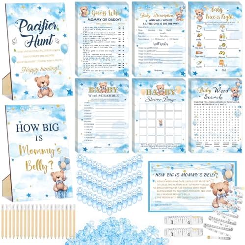 Sherr 424 Pcs Baby Shower Pacifier Hunt Games Blue Bear by Sherr