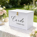 Extra Large Card Box with Lock & Slot, Elegant White Wedding Card for Reception Money Gift Envelope Cards, Spacious Gift Cards Holder Box for Party Graduation Baby Bridal Shower Table Decor - Image 4