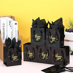 Yeaqee 100 Pack Mini Gift Bags Bulk 4 x 2.75 x 4.5 Inch Small Thank You Paper Bags with Handle and Tissue Paper for Wedding Birthday Baby Shower Business Graduation Party Favors(Black) - Image 3