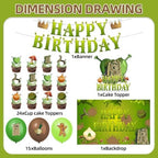 42pcs Green Monster Birthday Party Decorations Includes Cake Toppers,Cupcake Toppers, Banner, Backdrop, Balloons - Green Monster Theme Party Supplies - Image 2