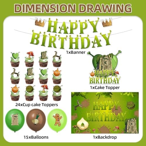 42pcs Green Monster Birthday Party Decorations Includes Cake Toppers,Cupcake Toppers, Banner, Backdrop, Balloons - Green Monster Theme Party Supplies - Image 2
