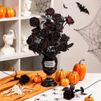 Auihiay 60Pcs Black Burgundy Roses, Faux Halloween Flowers, Black Roses - Image 3
