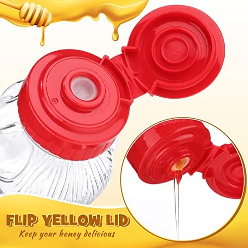 Thenshop 36 Pcs 8 oz Plastic Honey Bear Bottle Clear Squeeze, Red Lid - Image 3
