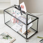 12.6" x 6" x 9" Wedding Glass Card Box with Slot and Lock for Wishing Well, Keepsake, Envelope - Birthday Party Reception Decor, Black (Glass Box Only) Slot Length 7.3 Inches - Image 7
