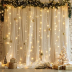 Fomcet Tulle Backdrop Curtains with Lights Champagne 10x10ft Sheer Curtain - Image 6