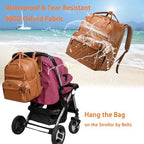 Astro alan Diaper Bag with Changing Station, Waterproof 3 in 1 Diaper Backpack with Foldable Changing Pad, Large Travel Backpack for Mom & Dad, Shower Gift for Baby Girl & Boy, Brown - Image 5