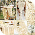 20 Pack Ivory Cheesecloth Table Runner 10FT Long Boho Gauze Fabric Table Runner Vintage Rustic Sheer Runners for Wedding Party Bridal Baby Shower Table Decorations - Image 3