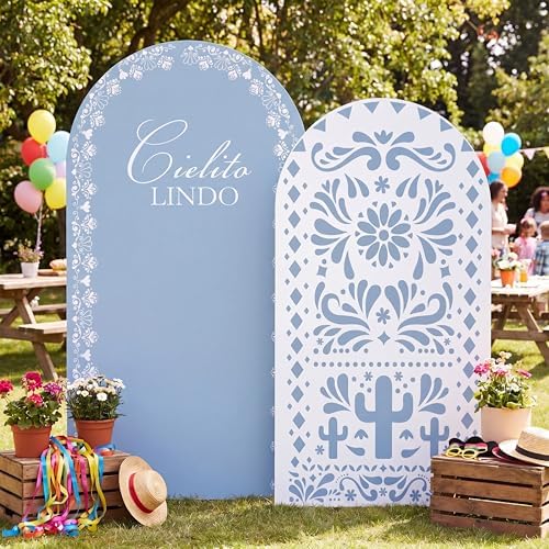Mindsoft 2 Set Cielito Lindo Arch Cover 7.2ft 6.6ft, Mexican Dusty Blue by Mindsoft
