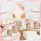 CJiangpo Spanish Baptism Picture Frame - 12 Set Catholic Mi Bautizo Gifts for Girls, Baby Shower Favor Pink Flower Wood Photo Frame with Bows and Clear Plastic Boxes Religious First Communion Decor - Image 5