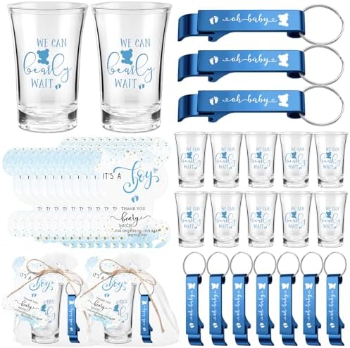 Blushtier 25 Sets Baby Shower Shot Glass Bottle Opener, Blue,Bear Boy by Blushtier