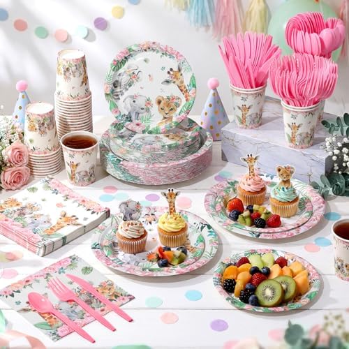 Pickmesh 400 Pcs Safari Birthday Party Supplies Plates and Napkins Serve 50 - Image 6