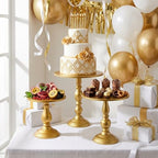 Gold 3Pcs Metal Round Vintage Cake Stand Set 8"10"12 Dessert Display by CBBZJY