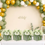 4 Set Baby Shower Centerpieces for Tables - 6 inch Wooden Boxes with Baby Letters Rustic Cube Planter Wood Blocks for Gender Reveal Party Favor (Green) - Image 5