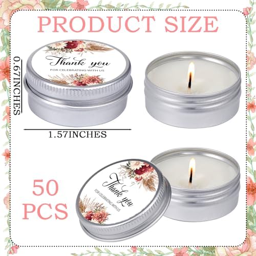MTLEE 50 Pcs Wedding Candles Gift Favors for Guests 1 Oz, Dahlia Flowers - Image 3