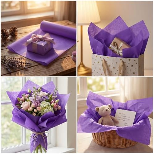 500 Sheets Purple Tissue Paper Bulk 20 x 30 Inch for Halloween Floral Wrap - Image 4
