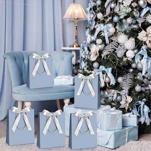 Silkfly 24 Pcs Paper Gift Bags with Handle 9x7x3.15'', Dusty Blue - Image 7