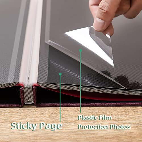 Large Photo Album Self Adhesive for 4x6 8x10 Magnetic Scrapbook Album DIY 60 Black Sticky Pages Linen Cover Photo Album(Purple) - Image 5