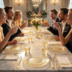 Rubtlamp 350 Pcs Gold Glitter Plastic Plates, Hammered Disposable Plates Set (50 Guests), Glitter Dinnerware Set Include 100 Plastic Plates, 150 Glitter Silverware, 50 Cups And 50 Napkins - Image 7