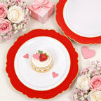 WDF 60pcs Red Plastic Plates with Gold Rim - 10.25inch Red Dinner Plates Disposable Plates for Mother's Day Wedding Party Birthday/Summer Party - Image 6