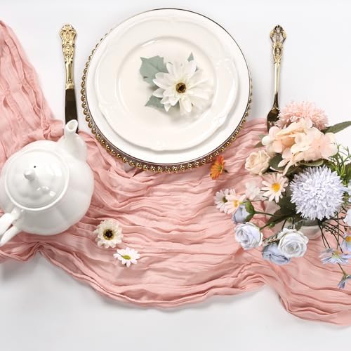 12 Pack Blush Pink Cheesecloth Table Runner 10Ft 23 x 120 Inch - Image 3
