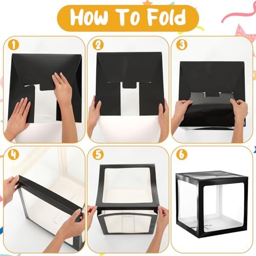 12 Pcs Transparent Balloon Boxes Clear Baby Boxes with 99 Letters for Baby Shower Gender Reveal Grad Birthday Party Bridal Wedding Christmas Anniversary Valentines Backdrop Decoration (Black) - Image 4