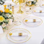DaYammi 210PCS Gold Plastic Dinnerware Set for 30 Guests - Image 5