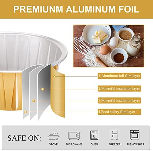 200 Pack Aluminum Cupcake Liners with Lids,Gold,Plain - Image 3