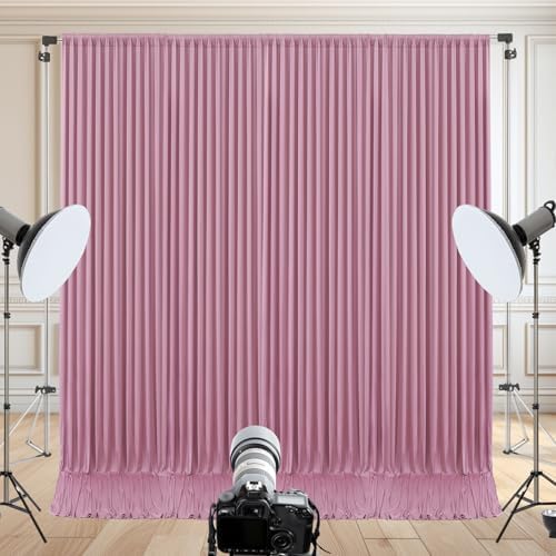 20x10ft Dusty Pink Backdrop Curtain for Wedding Parties Wrinkle Free Fabric Pink Drapes Backdrop Decoration for Baby Shower Birthday Photography Decoration 4 Panels, 5ft x 10ft - Image 4