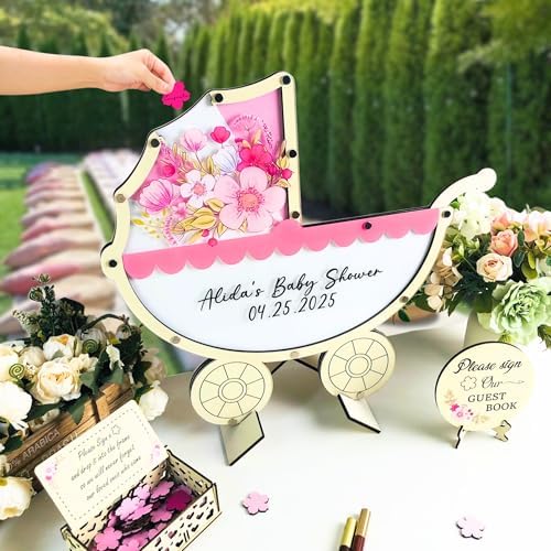 Baby Shower Guest Book Alternative Pink Stroller Drop Box Frame 2026 - Image 2
