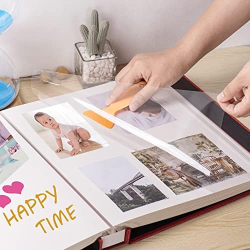 Large Photo Album Self Adhesive 4x6 5x7 3x5 8.5x11 Scrapbook Magnetic Album DIY Scrap Book Length 13 x Width 12.8 (Inches) 120 Sticky Pages Linen Cover DIY Photo Album (Red) - Image 2